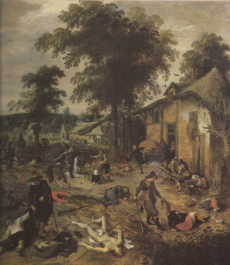 Plundering van een dorp in de 17de eeuw